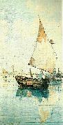 Carl Larsson segelekor vid sydlandsk stad oil painting on canvas
